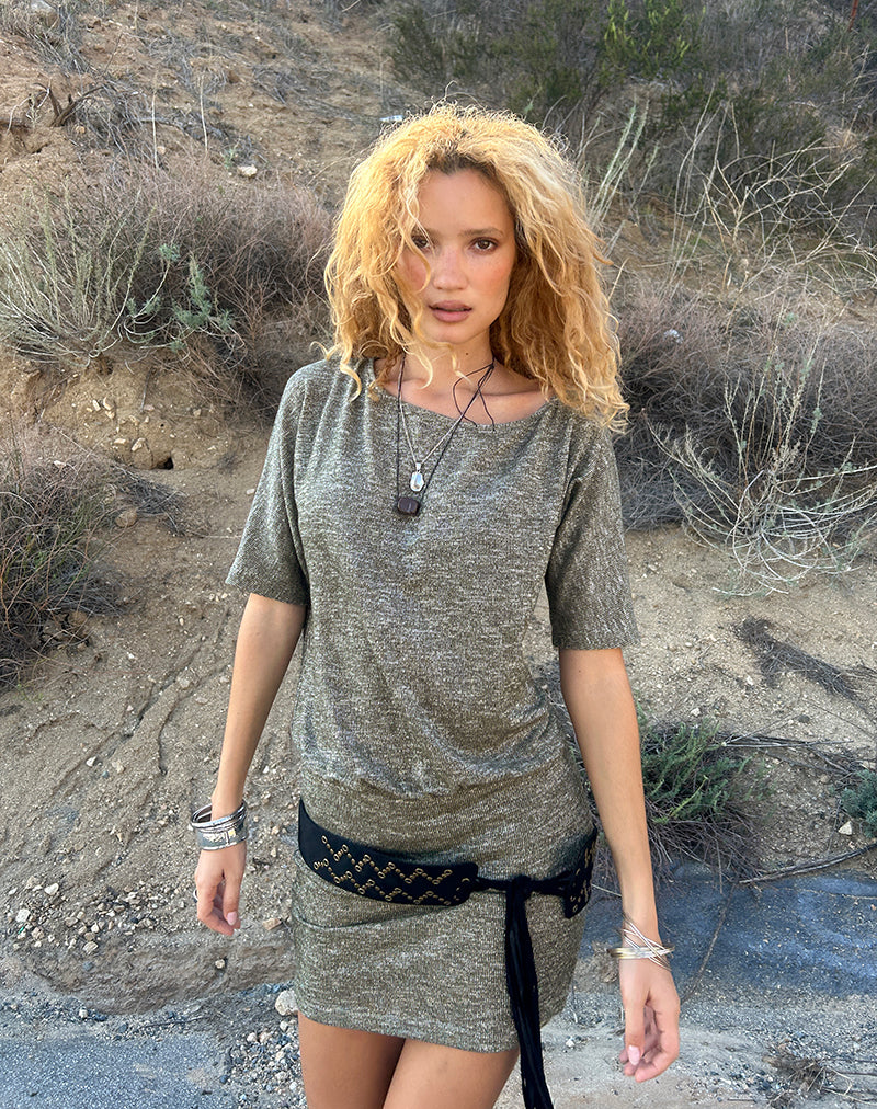 REETA DRESS GLITTER KNIT KHAKI 13