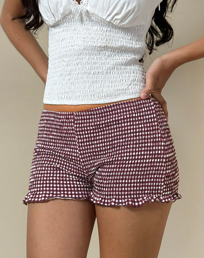 RITALA SHORTS MINI GINGHAM WINE