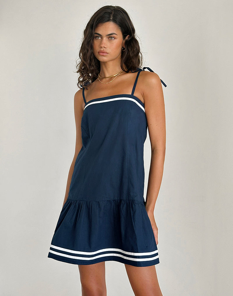RODHA CAMI MINI DRESS POPLIN NAVY