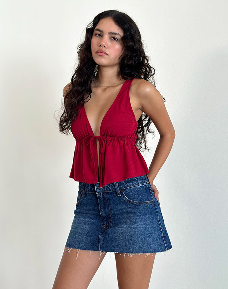 ROLIA TIE FRONT TOP ADRENALINE RED