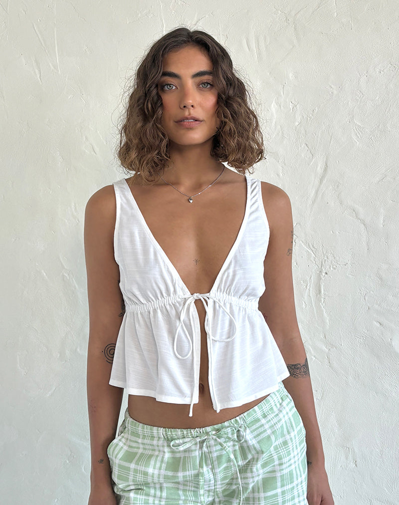 ROLIA TIE FRONT TOP OFF WHITE
