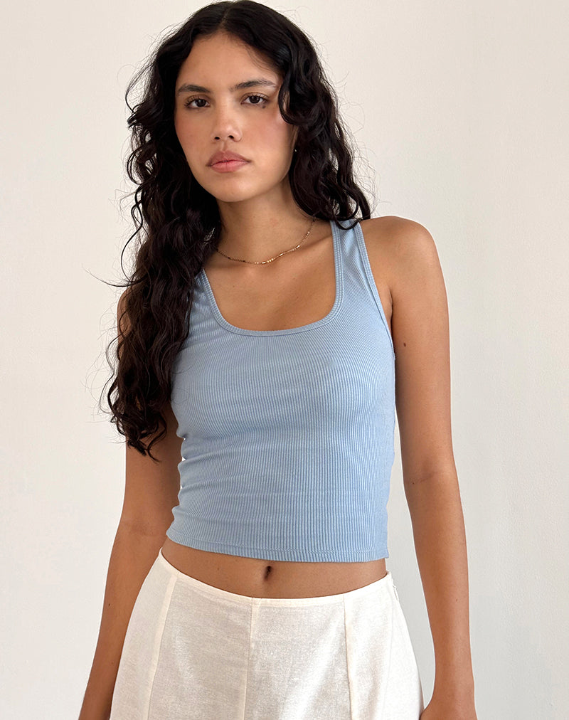 ROXE RIBBED VEST TOP NANTUCKET BLUE