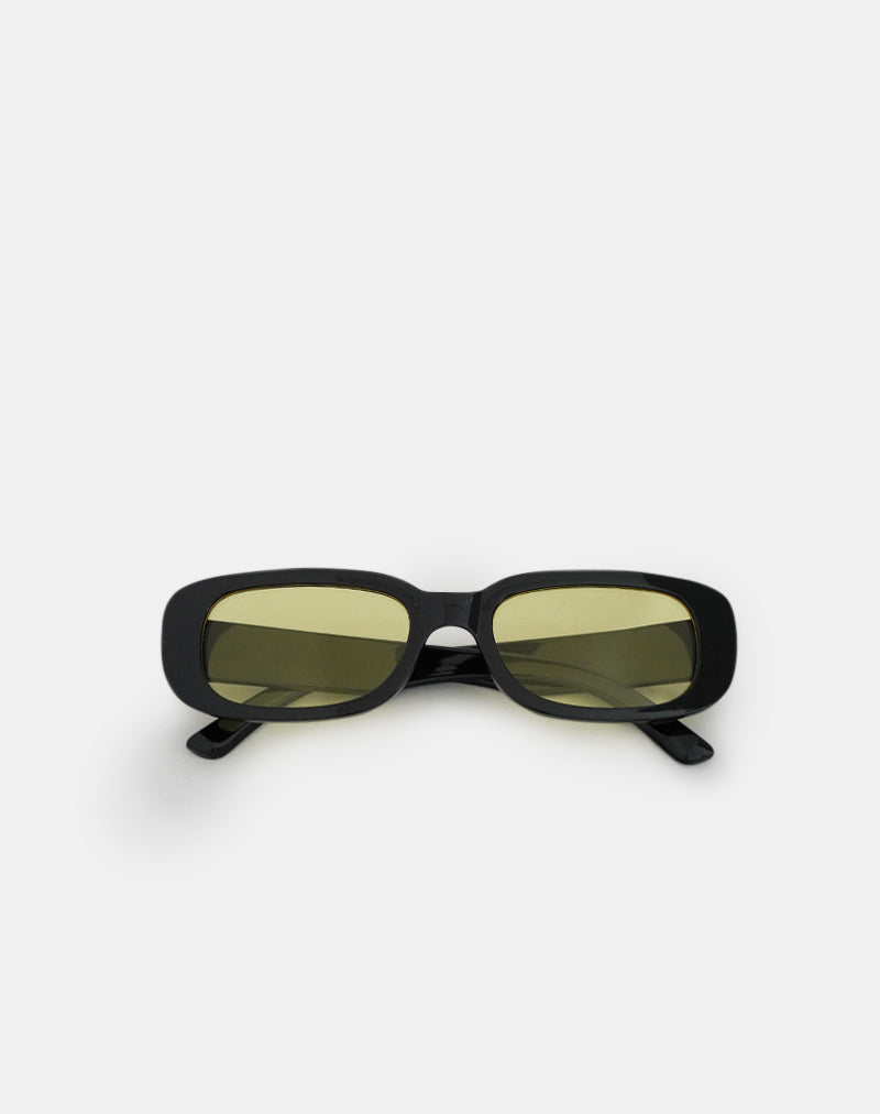 RUSTINA SUNGLASSES BLACK W YELLOW LENSE