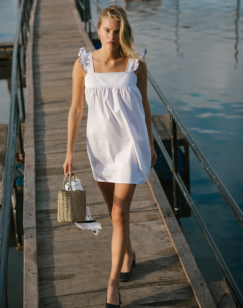 SANALY MINI DRESS WHITE NAVY BABYLOCK