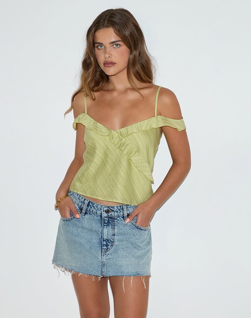 SAVIRA TOP CHIFFON STRIPE GREEN 15