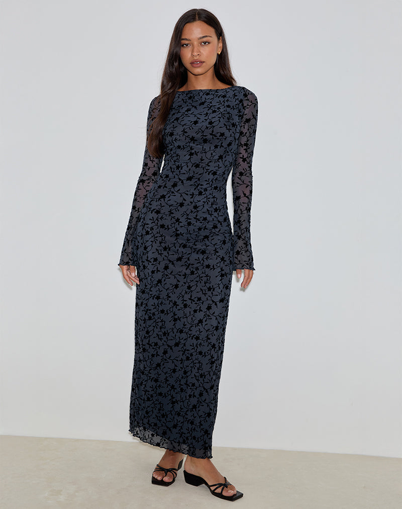 SHALEED DRESS PRETTY PETAL FLOCK NAVY