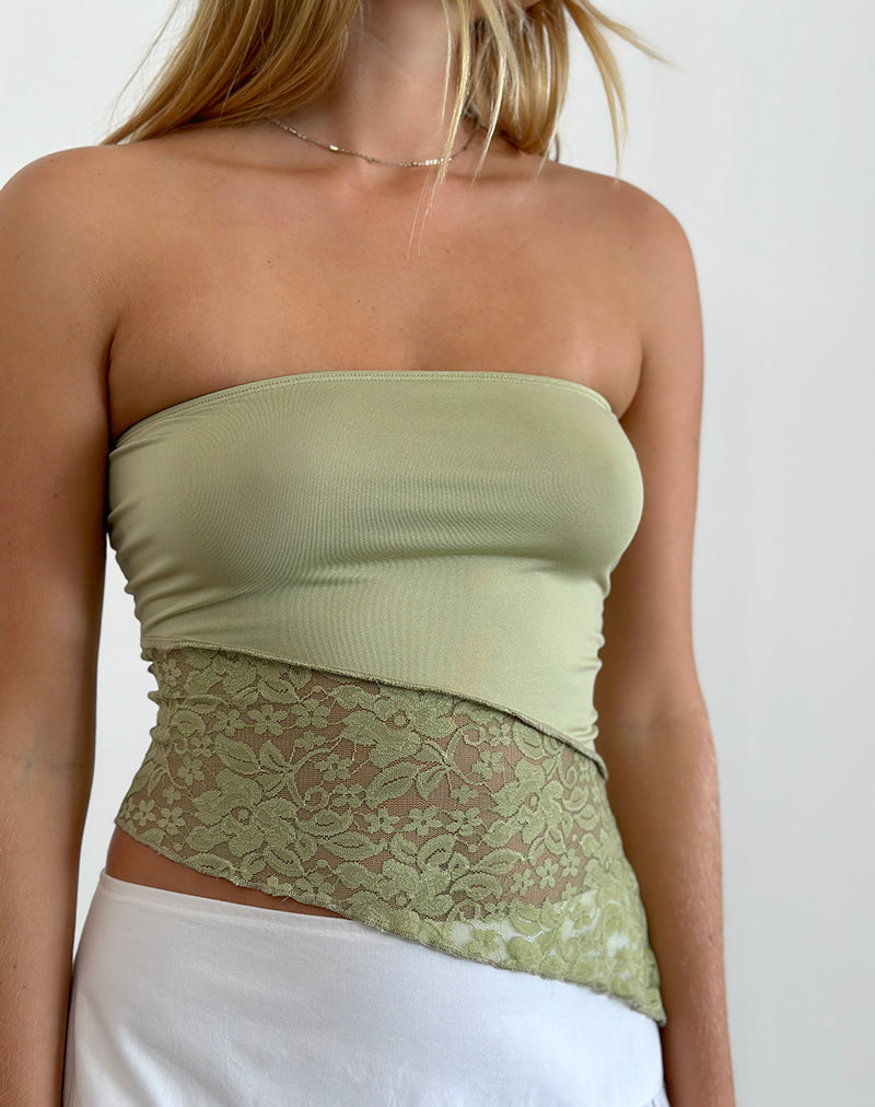 SHANDA LACE TUBE TOP SAGE 63