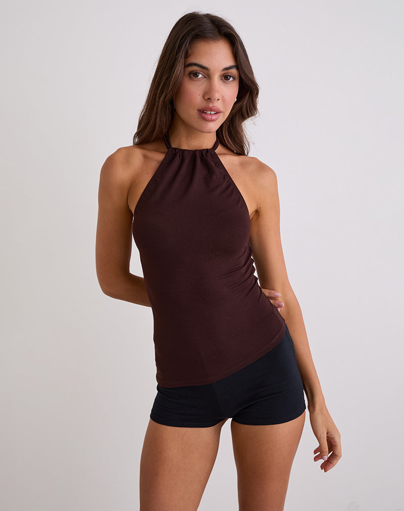 SADRA HALTER TOP R JERSEY BTR CHOCOLATE