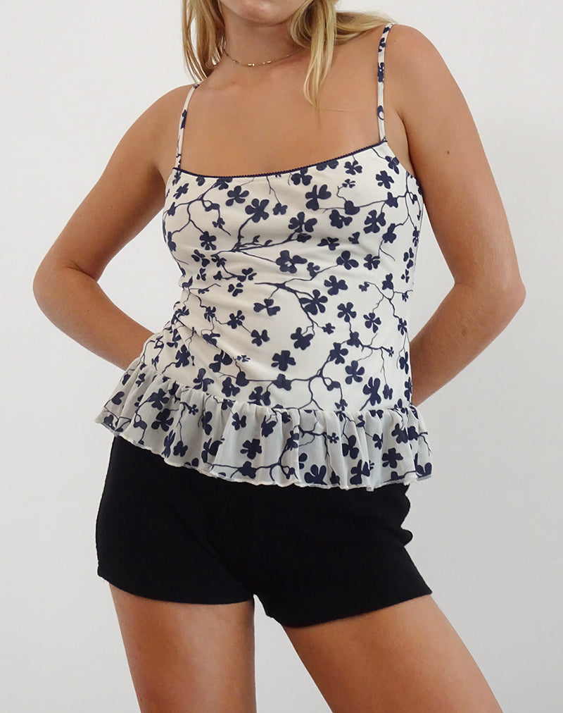 TARKAM TOP GRUNGE FLORAL FLCK CREAM 257