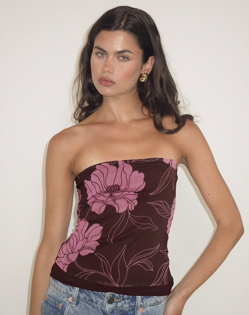 VARSHA BANDEAU TOP FLARE FLRL PINK BRW