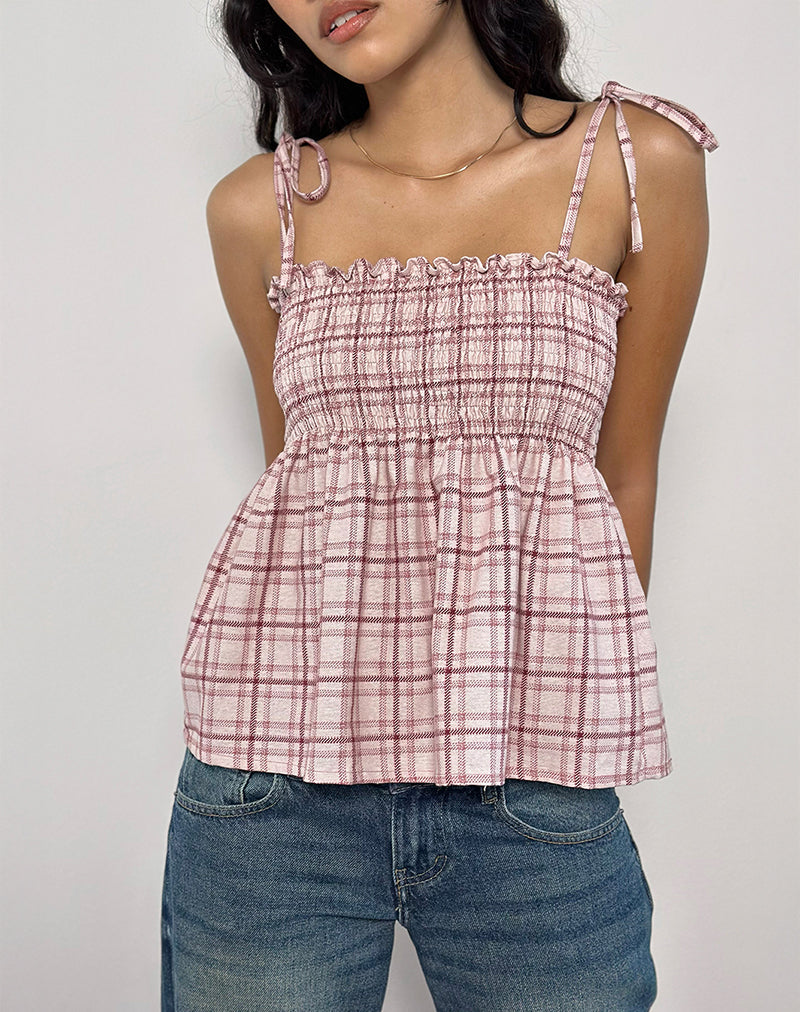 ZERAH TOP BASIC TARTAN PINK