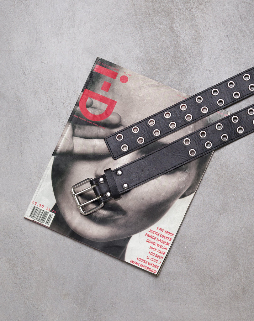 DOUBLE GROMMET PUNK BLACK BELT PU
