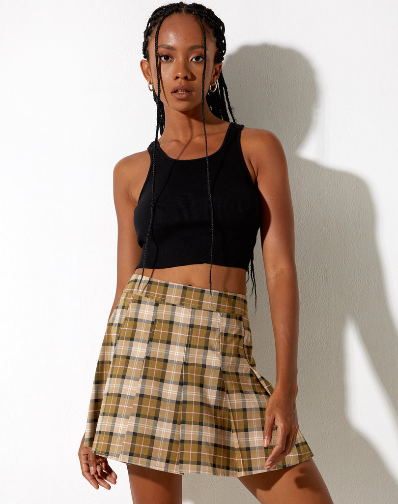 CARGA SKIRT CHECK BROWN TAN PINK