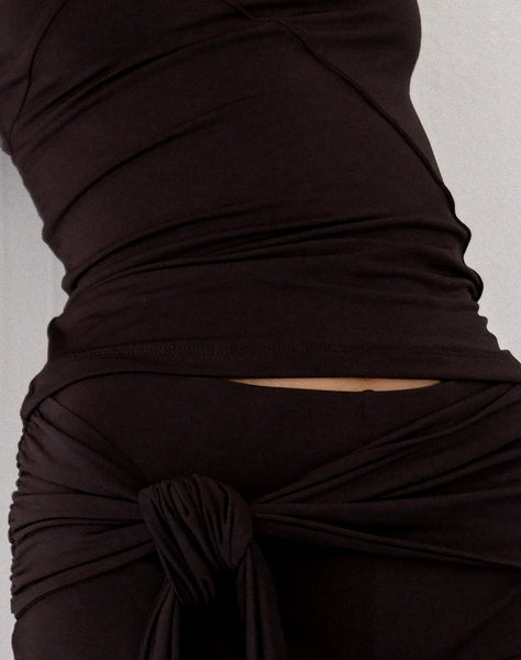 Image of Effy Capri Trousers with Wrap Waistband in Mocca