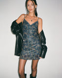 image of Dammy Mesh Mini Dress in Tonal Blue Paisley