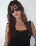 image of Lelia Rectangle Sunglasses in Brown