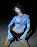 Image of Anchi Mesh Long Sleeve Top in Blue Starfish Photoprint