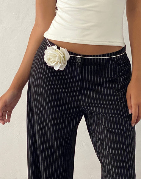 Image of Abba Low Rise Trouser in Black Pinstripe Tailoring