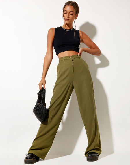 Jabba Wide Leg Trouser in Dark Khaki