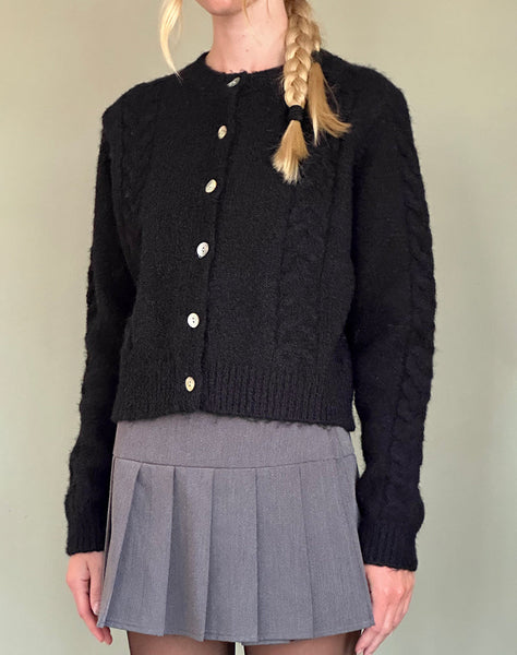 Image of Abelia Cable Knit Cardigan in Black