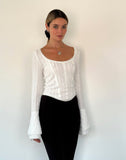 Image of Abella Textured Flute Sleeve Top in Ivory