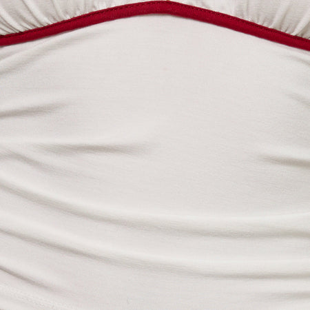 Abeth Halterneck Top in White with Adrenaline Red Piping