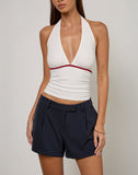 Image of Abeth Halterneck Top in White with Adrenaline Red Piping