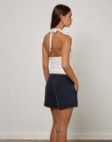 Image of Abeth Halterneck Top in White with Adrenaline Red Piping