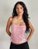 Image of Abony Top in Big Sequin Clear Tinted Pink