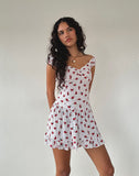 Image of Aca Bardot Mini Dress in White Rose Polka