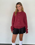 Image of Aceso Cardigan in Brush Knit Burgundy