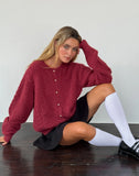 Image of Aceso Cardigan in Brush Knit Burgundy