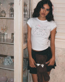 Image of Izzy Lace Trim Tee in White Teddy Motif