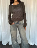 Image of Addison Long Sleeve Sheer Knit Top in Dark Chocolate