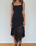 Image of Adeliza Asymmetric Midi Dress in Floral Lace Jet Black