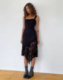 Image of Adeliza Asymmetric Midi Dress in Floral Lace Jet Black