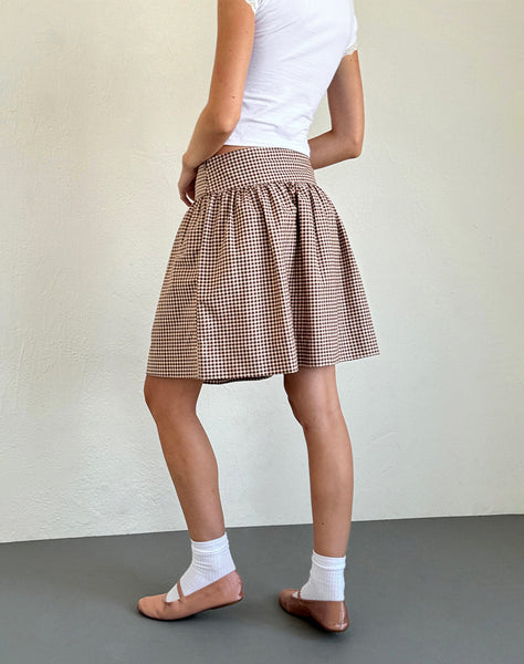 Image of Adinda Midi Skirt in Mini Gingham Brown