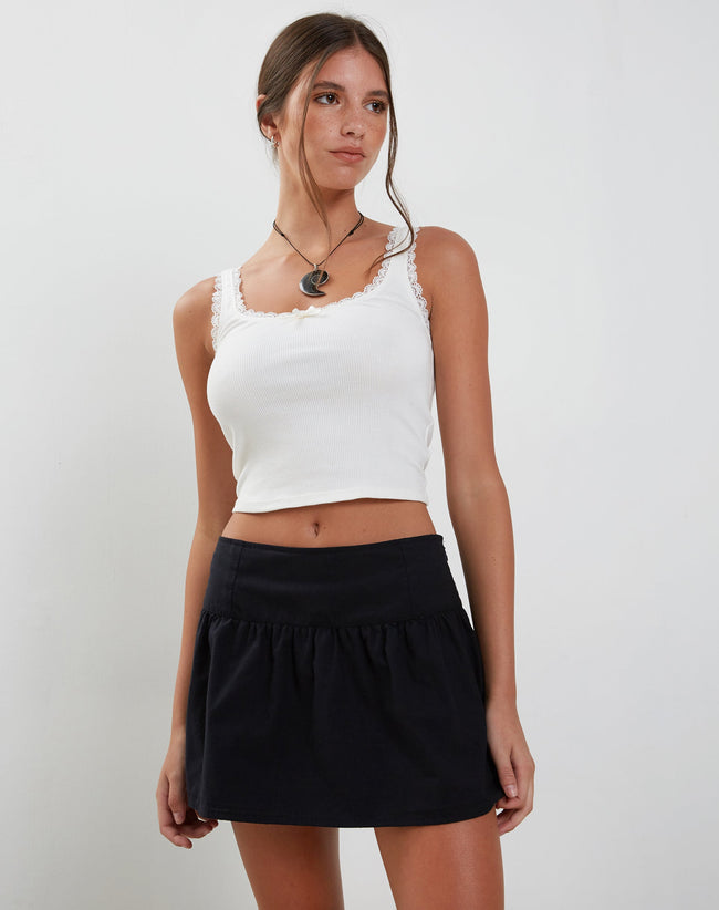 Image of Adini Mini Skirt in Black Dobby