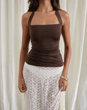 Image of Adora Halterneck Top in Slinky Chocolate