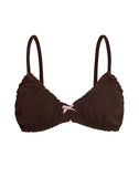 Image of Laina Bra in Jersey Chocolate with Pink Bow