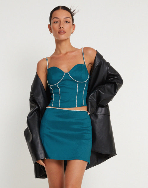 image of Adsila Corset Top in Aqua Blue