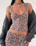 Image of Aerin Mesh Cap Sleeve Top in Botanist Flock Dark Taupe