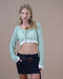 image of Aesha Cropped Cardigan in Sage Cream