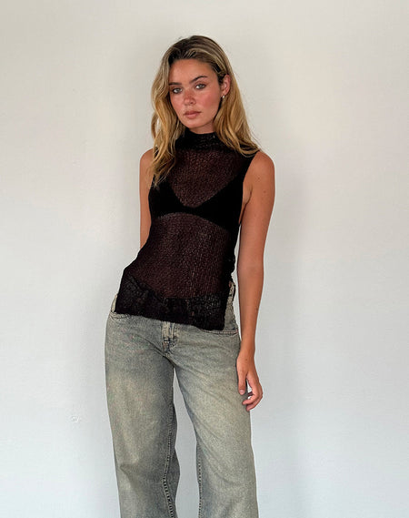 Hala Vest Top in Mesh Glitter Dot Frost Grey