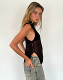 Image of Agnes Sleeveless Sheer Knit Tank in Black