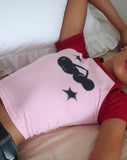 Image of Agneta Baby Tee in Ballet Pink with Red Cherry Print