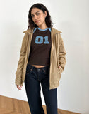 Image of Agneta Tee in Chocolate Brown and Ash Blue Combination