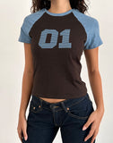 Image of Agneta Tee in Chocolate Brown and Ash Blue Combination