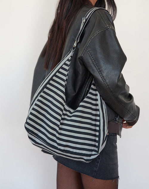 Image of Aimi Bag in Grey and Black Stripe