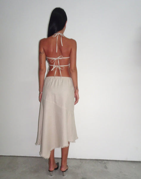 Image of Yvaine Asymmetric Midi Skirt in Ecru